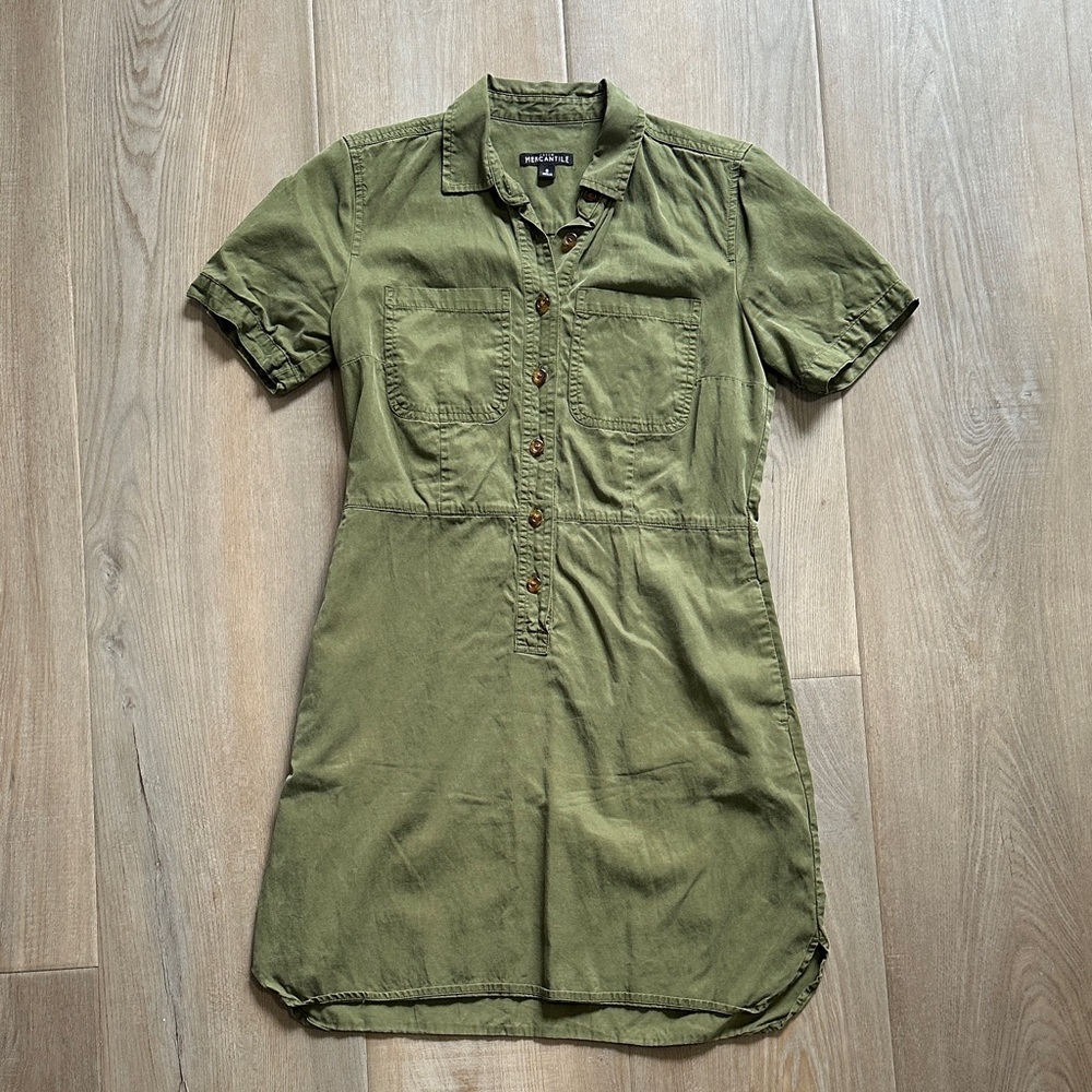 J. Crew Mercantile Olive Green Shirt Dress